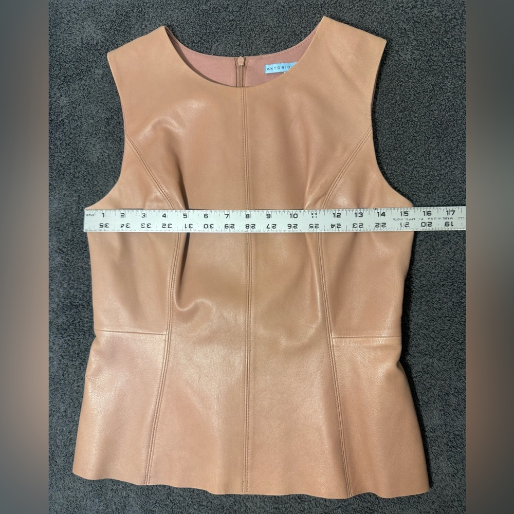 Antonio Melani Tan Leather Sleeveless Top - Picture 3 of 4